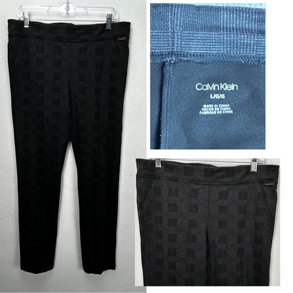 Calvin Klein Dark Gray Patterned Legging Pants Size Large (761)